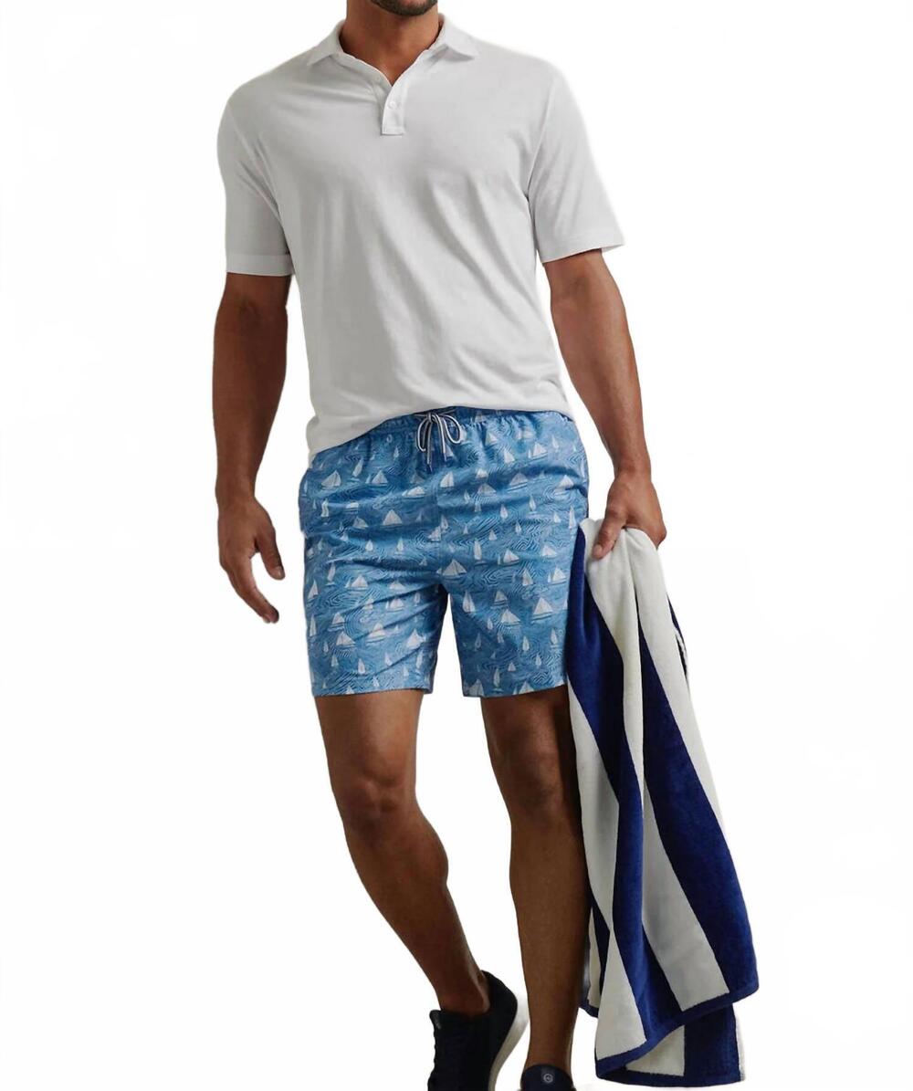 NEW PETER MILLAR set sail swim trunk in brook blue